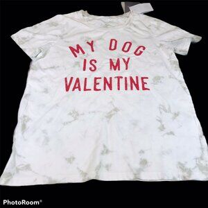 Grayson Threads Womens Size Small Tee Shirt "My Dog Is My Valentine" White New